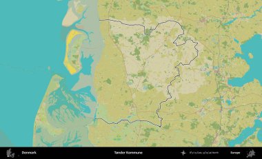 Tonder Kommune. Danimarka 'nın idari alanı Topografik İnsani Stil Haritasında özetlenmiştir