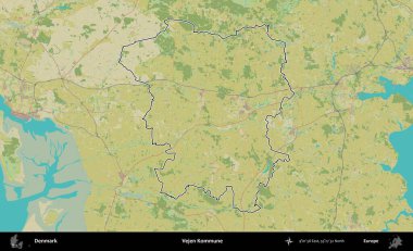 Vejen Kommune. Danimarka 'nın idari alanı Topografik İnsani Stil Haritasında özetlenmiştir