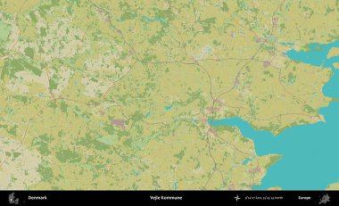 Vejle Kommune. Topografik İnsani Biçim Haritasında Danimarka 'nın idari alanı