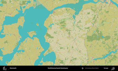 Vesthimmerlands Kommune. Topografik İnsani Biçim Haritasında Danimarka 'nın idari alanı
