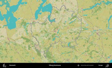 Viborg Kommune. Danimarka 'nın idari alanı Topografik İnsani Stil Haritasında özetlenmiştir