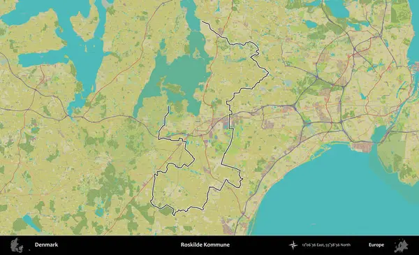 Roskilde Kommune. Danimarka 'nın idari alanı Topografik İnsani Stil Haritasında özetlenmiştir