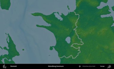 Kalundborg Kommune. Danimarka 'nın idari alanı renkli bir yükseklik haritasında özetlenmiştir