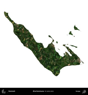 Aro Kommune. Danimarka 'nın idari bölgesi, Haziran 2022' de çekilen Kopernik Nöbetçi karolarından oluşan bir uydu görüntüsü üzerinde beyaz üzerine izole edilmiştir.