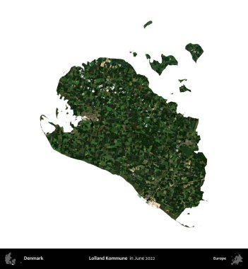 Lolland Kommune. Danimarka 'nın idari bölgesi, Haziran 2022' de çekilen Kopernik Nöbetçi karolarından oluşan bir uydu görüntüsü üzerinde beyaz üzerine izole edilmiştir.