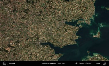 Hedensted Kommune. Danimarka 'nın idari alanı Nisan 2020' de çekilen Kopernik Sentinel karolarından oluşan bir uydu görüntüsü üzerine kurulmuştur.