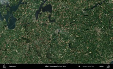 Viborg Kommune. Danimarka 'nın idari bölgesi, Haziran 2020' de çekilen Kopernik Sentinel karolarından oluşan bir uydu görüntüsü üzerine kurulmuştur.