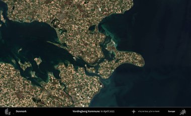 Vordingborg Kommune. Danimarka 'nın idari alanı Nisan 2022' de çekilen Kopernik Sentinel karolarından oluşan bir uydu görüntüsü üzerine kurulmuştur.