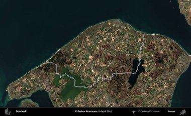 Gribskov Kommune. Danimarka 'nın idari bölgesi Nisan 2022' de çekilen Kopernik Nöbetçi Karolarından oluşan bir uydu görüntüsüyle özetlenmiştir.