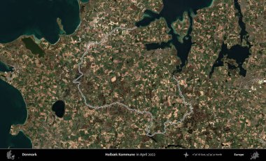 Holbek Kommune. Danimarka 'nın idari bölgesi Nisan 2022' de çekilen Kopernik Nöbetçi Karolarından oluşan bir uydu görüntüsüyle özetlenmiştir.