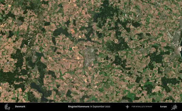 Halkalı Kommune. Danimarka 'nın idari bölgesi, Eylül 2020' de çekilen Kopernik Nöbetçi karolarından oluşan bir uydu görüntüsü üzerine kurulmuştur.