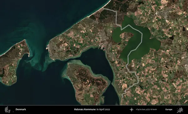 Halsnes Kommune. Danimarka 'nın idari bölgesi Nisan 2022' de çekilen Kopernik Nöbetçi Karolarından oluşan bir uydu görüntüsüyle özetlenmiştir.