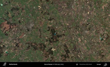 Aa en Hunze. Şubat 2019 'da çekilen Kopernik Nöbetçi karolarından oluşan uydu görüntüsü üzerinde Hollanda' nın idari bölgesi