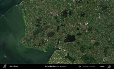 De Fryske Marren. Haziran 2020 'de çekilen Kopernik Nöbetçi karolarından oluşan bir uydu görüntüsü üzerinde Hollanda' nın idari alanı