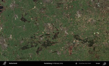 Hardenberg. Şubat 2019 'da çekilen Kopernik Nöbetçi karolarından oluşan uydu görüntüsü üzerinde Hollanda' nın idari bölgesi