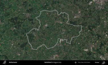 Berkelland 'da. Hollanda 'nın idari alanı, Ağustos 2019' da çekilen Kopernik Nöbetçi karolarından oluşan bir uydu görüntüsünde özetlenmiştir.