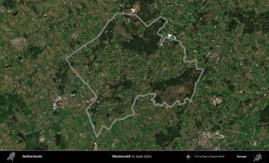 Batı yakası. Hollanda 'nın idari alanı, Haziran 2020' de çekilen Kopernik Nöbetçi karolarından oluşan bir uydu görüntüsüyle özetlenmiştir.