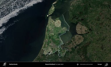 Hollanda falan yok. Hollanda 'nın idari alanı, Haziran 2021' de çekilen Kopernik Sentinel karolarından oluşan koyu renkli bir uydu görüntüsü üzerine vurgulandı ve özetlendi.