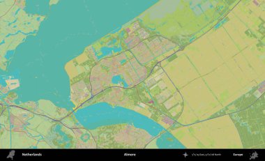 Almere. Topografik İnsani Yardım Stili Haritasında Hollanda 'nın idari alanı