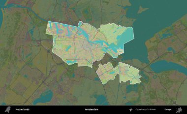 Amsterdam mı? Hollanda 'nın idari alanı karartılmış Topografik İnsani Yardım Stili Haritasında vurgulandı ve özetlendi