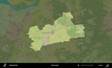 Barneveld. Hollanda 'nın idari alanı karartılmış Topografik İnsani Yardım Stili Haritasında vurgulandı ve özetlendi