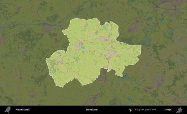 Berkelland 'da. Hollanda 'nın idari alanı karartılmış Topografik İnsani Yardım Stili Haritasında vurgulandı ve özetlendi