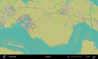 Borsele. Hollanda 'nın idari alanı Topografik İnsani Stil Haritası' nda özetlenmiştir
