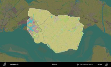 Borsele. Hollanda 'nın idari alanı karartılmış Topografik İnsani Yardım Stili Haritasında vurgulandı ve özetlendi
