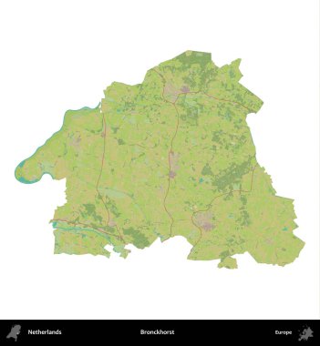 Bronckhorst. Hollanda 'nın idari bölgesi Topografik İnsani Stil Haritasında beyaza izole edildi