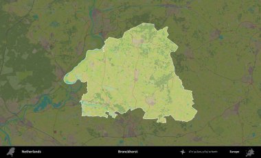 Bronckhorst. Hollanda 'nın idari alanı karartılmış Topografik İnsani Yardım Stili Haritasında vurgulandı ve özetlendi