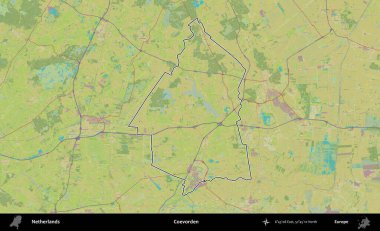 Coevorden. Hollanda 'nın idari alanı Topografik İnsani Stil Haritası' nda özetlenmiştir