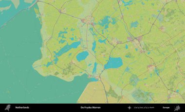 De Fryske Marren. Topografik İnsani Yardım Stili Haritasında Hollanda 'nın idari alanı