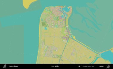 Den Helder. Topografik İnsani Yardım Stili Haritasında Hollanda 'nın idari alanı