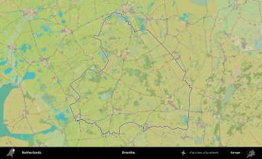 Drenthe. Hollanda 'nın idari alanı Topografik İnsani Stil Haritası' nda özetlenmiştir