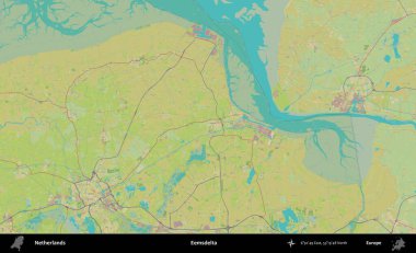 Eemsdelta. Topografik İnsani Yardım Stili Haritasında Hollanda 'nın idari alanı
