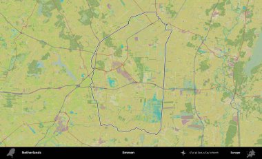 Emmen. Hollanda 'nın idari alanı Topografik İnsani Stil Haritası' nda özetlenmiştir