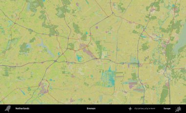 Emmen. Topografik İnsani Yardım Stili Haritasında Hollanda 'nın idari alanı