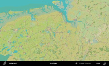 Groningen. Topografik İnsani Yardım Stili Haritasında Hollanda 'nın idari alanı