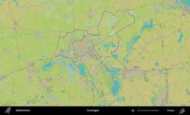 Groningen. Hollanda 'nın idari alanı Topografik İnsani Stil Haritası' nda özetlenmiştir