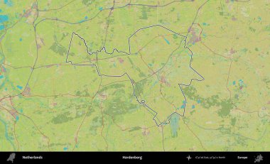 Hardenberg. Hollanda 'nın idari alanı Topografik İnsani Stil Haritası' nda özetlenmiştir