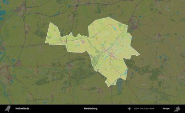 Hardenberg. Hollanda 'nın idari alanı karartılmış Topografik İnsani Yardım Stili Haritasında vurgulandı ve özetlendi