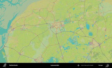 Leeuwarden. Topografik İnsani Yardım Stili Haritasında Hollanda 'nın idari alanı