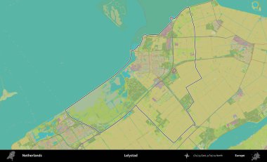 Lelystad. Hollanda 'nın idari alanı Topografik İnsani Stil Haritası' nda özetlenmiştir