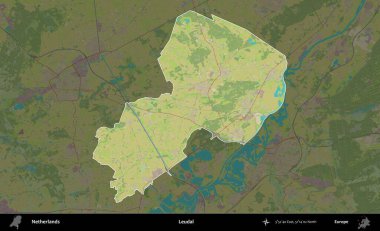 Lökosit. Hollanda 'nın idari alanı karartılmış Topografik İnsani Yardım Stili Haritasında vurgulandı ve özetlendi