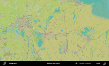 Midden-Groningen. Topografik İnsani Yardım Stili Haritasında Hollanda 'nın idari alanı