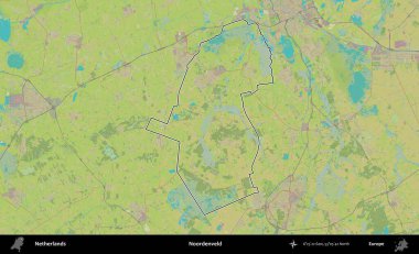 Noordenveld. Hollanda 'nın idari alanı Topografik İnsani Stil Haritası' nda özetlenmiştir