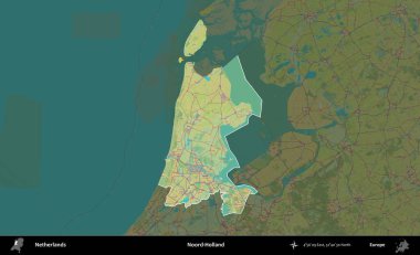 Hollanda falan yok. Hollanda 'nın idari alanı karartılmış Topografik İnsani Yardım Stili Haritasında vurgulandı ve özetlendi