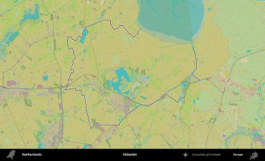 Oldambt. Hollanda 'nın idari alanı Topografik İnsani Stil Haritası' nda özetlenmiştir