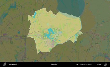 Oldambt. Hollanda 'nın idari alanı karartılmış Topografik İnsani Yardım Stili Haritasında vurgulandı ve özetlendi
