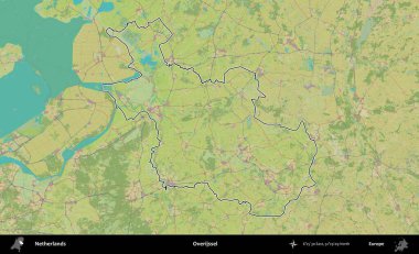 Overijssel. Hollanda 'nın idari alanı Topografik İnsani Stil Haritası' nda özetlenmiştir